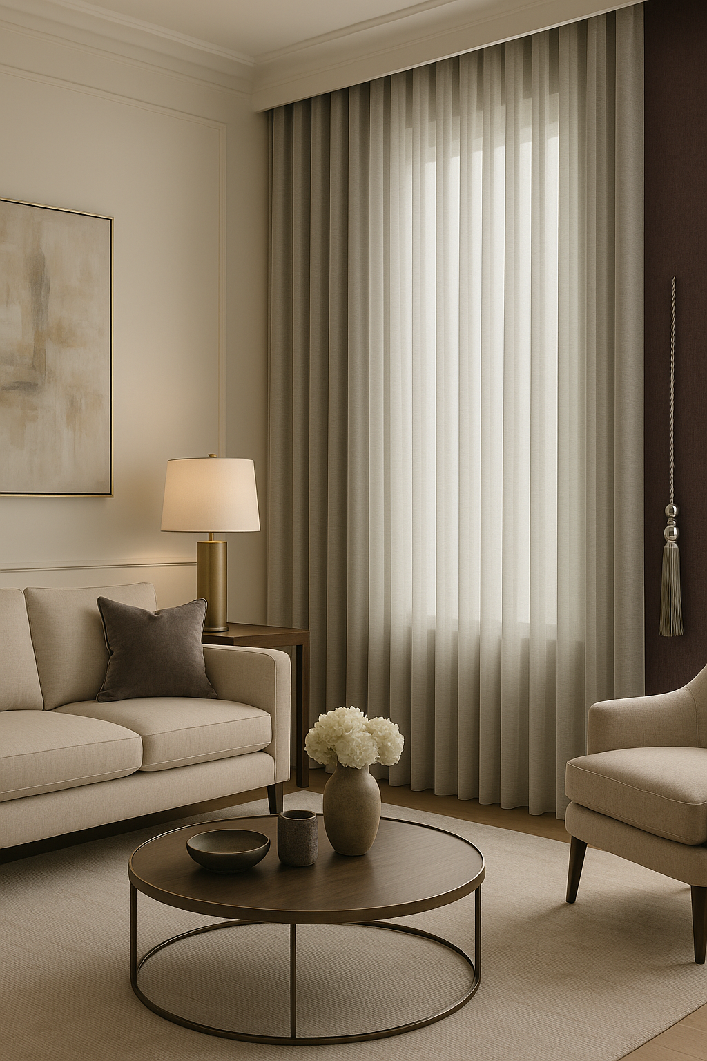 Chanel-Duru Simli Tül Perde