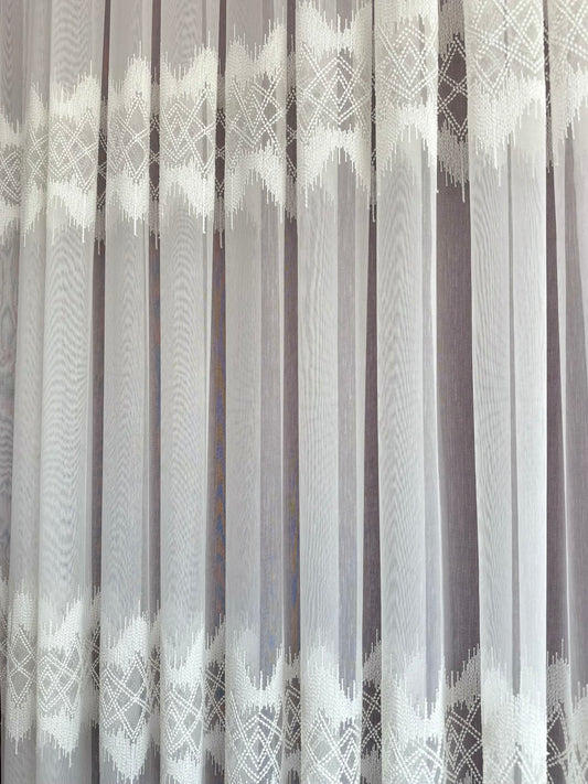 Zarif İkili Şerit Desenli Lüks Tül Perde